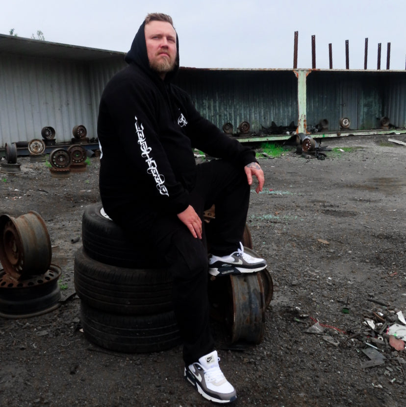 black graphic hoodie
