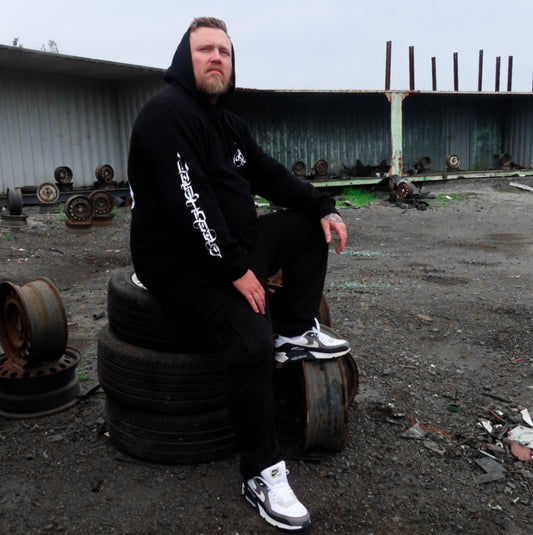 black graphic hoodie
